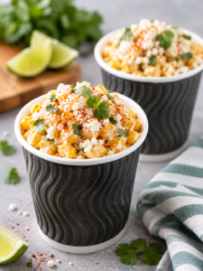 Mexican Street Corn (elote) is a delicious snack made with sweet corn covered with spicy seasoning, fresh lime juice, creamy Mexican crema, and cotija cheese.