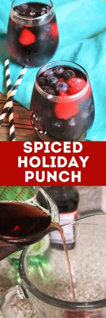 This non-alcoholic Spiced Holiday Punch is flavored with warm spices and topped off with fizzy soda. A refreshing, festive drink that’s perfectly suited for the holidays!