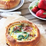 Bacon and Spinach Baked Eggs in Bread Bowls