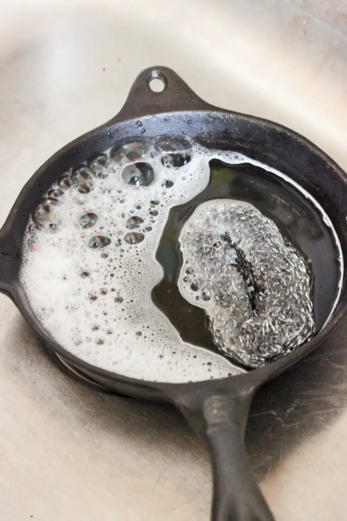Clean your cast iron skillet by following these four simple steps.