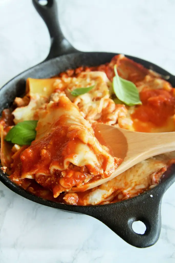 Try this delicious and hearty lasagna easily made in one skillet – perfect for busy weeknights!