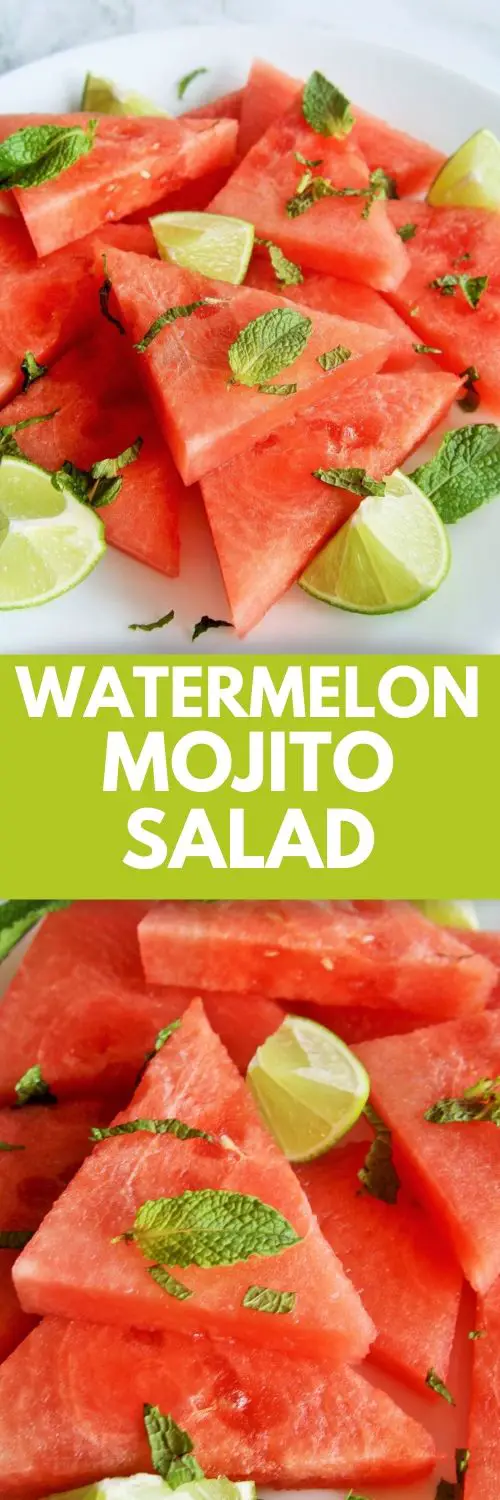 This cold and refreshing Watermelon Mojito Salad with flavors of lime and mint is the perfect way to enjoy summer!