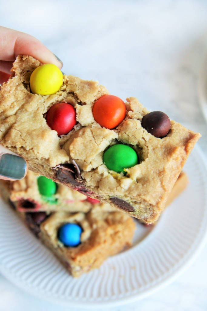 Peanut Butter Cookie Bars - Peanut Butter M&M Bars