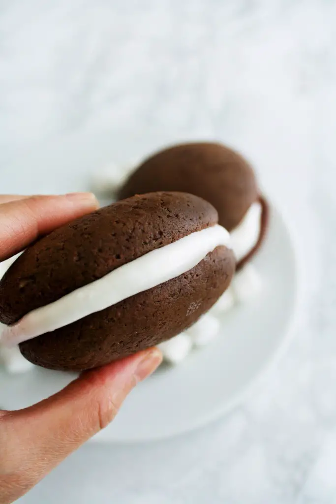 Chocolate Whoopie Pies with Marshmallow Cream Filling - The Tasty Bite