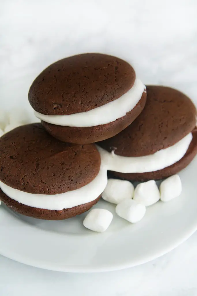 Chocolate Whoopie Pies with Marshmallow Cream Filling - The Tasty Bite