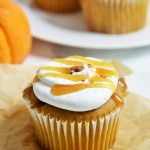 Pumpkin Caramel Cupcakes with Whipped Mascarpone Frosting