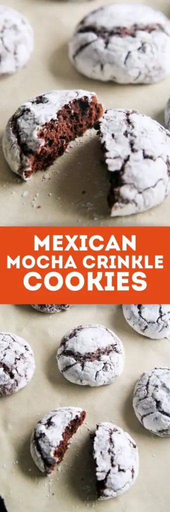 These rich and fudgy Mexican Mocha Crinkle Cookies are made extra delicious with coffee and cinnamon.