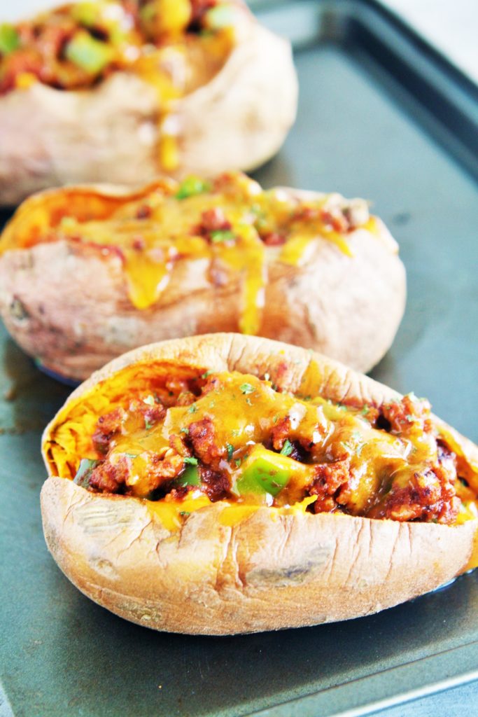 Chili Stuffed Sweet Potatoes - The Tasty Bite