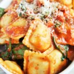 Spinach Tomato Ravioli Bake