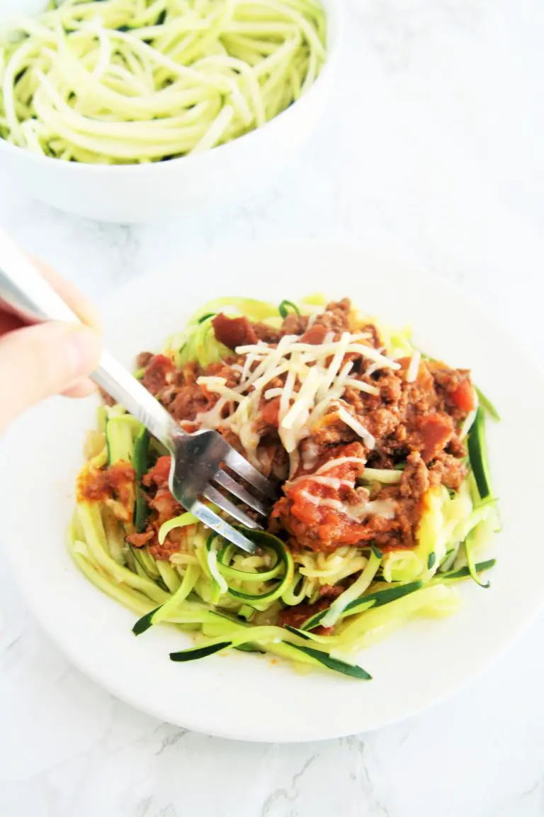 Zucchini Noodles with Quick Bolognese Sauce - The Tasty Bite