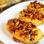Twice Baked Sweet Potatoes with Candied Bacon and Pecans