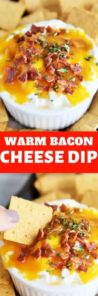 This creamy Warm Bacon Cheese Dip is loaded with flavor, baked until bubbly, gooey, and perfect as a game day appetizer!