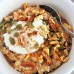 Carrot Cake Oatmeal with Maple Yogurt Frosting