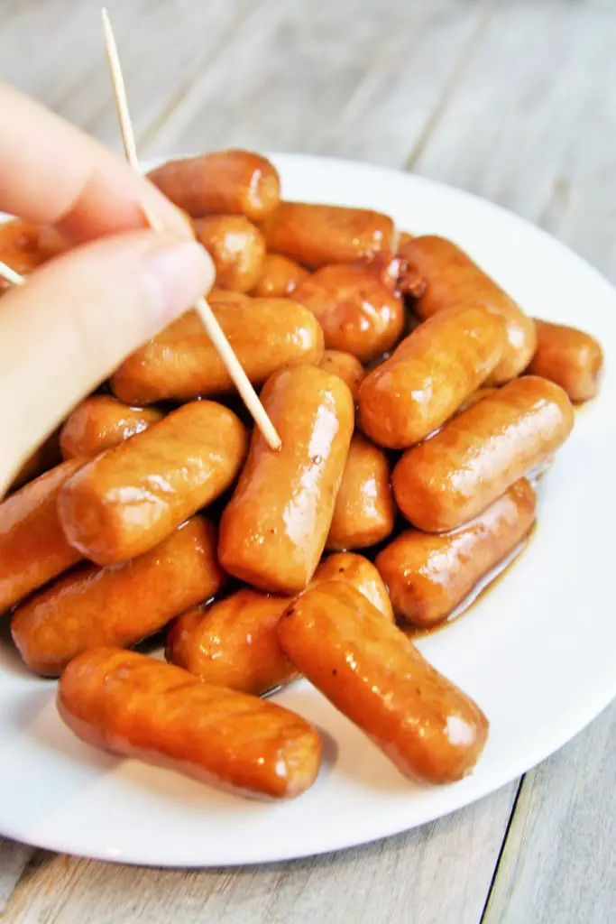 BBQ glazed smokies are cooked in an Instant Pot and perfect for serving at game day, potlucks and get togethers.