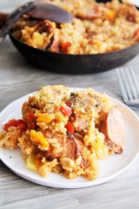 Dinner has never been simpler! This delicious, flavorful Cajun shrimp and sausage jambalaya is made in one skillet can be on the table in 30 minutes or less.