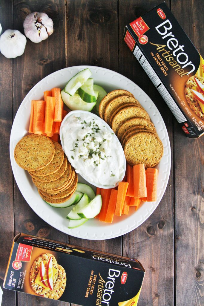 This creamy feta cheese dip with roasted garlic is easy to whip up and requires only 5 ingredients!