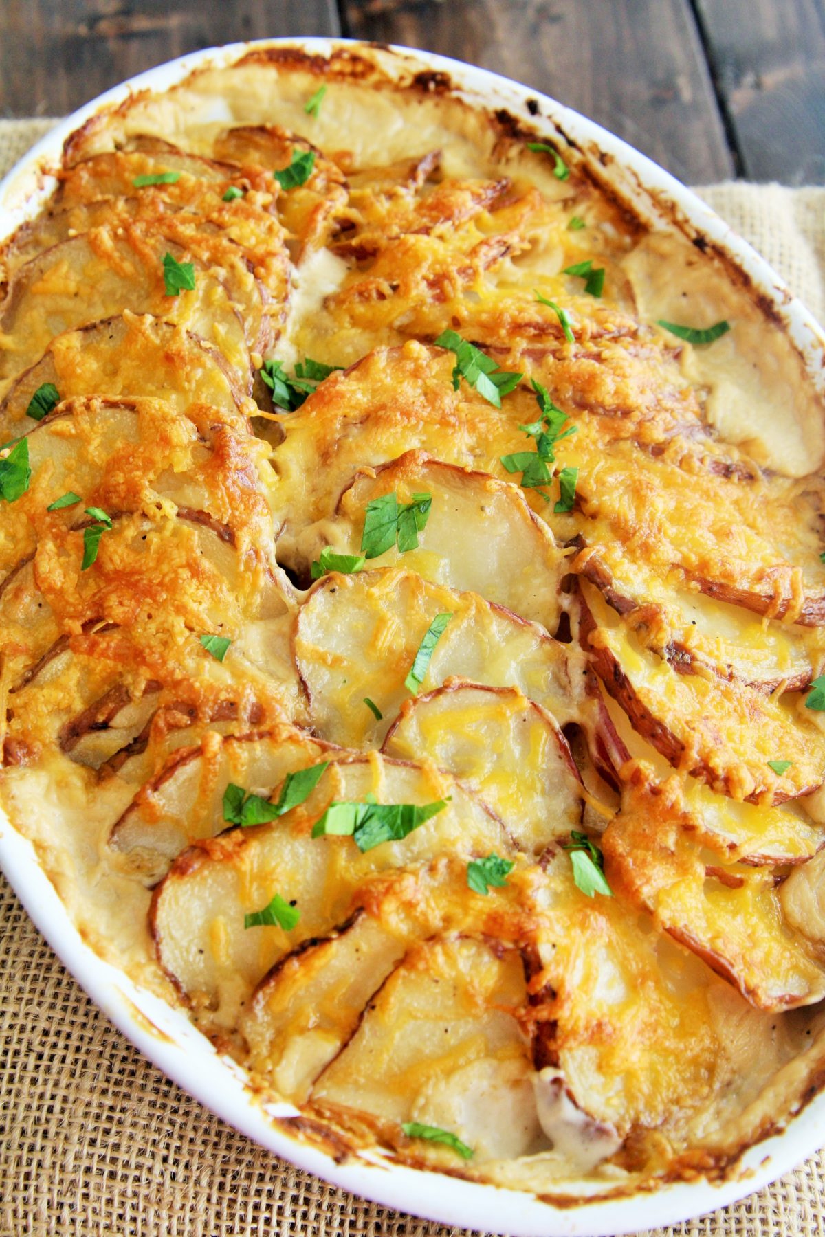 Creamy Potatoes Au Gratin is a perfect side dish for the holidays - it'll easily become a dinnertime staple the whole family will love!