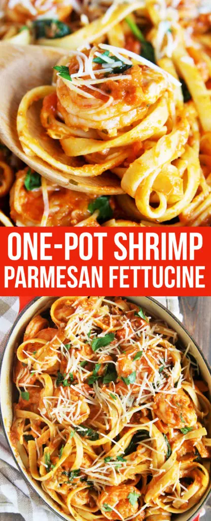 A flavorful shrimp parmesan pasta dish that comes together in under 30 minutes and makes the perfect weeknight meal for your family.