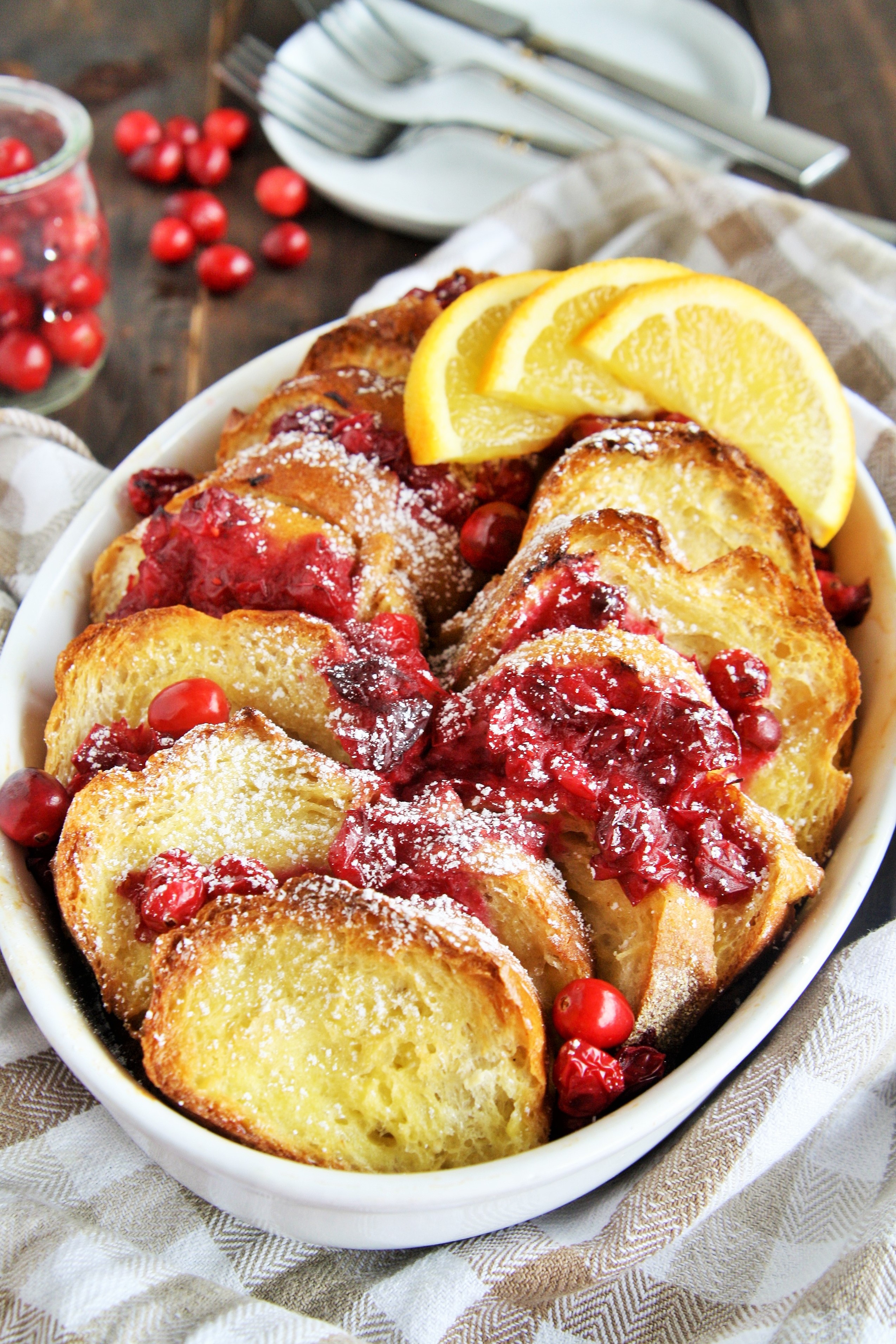 Wake up to this delicious Cranberry Orange French Toast Bake, a festive overnight breakfast casserole perfect for holiday morning!