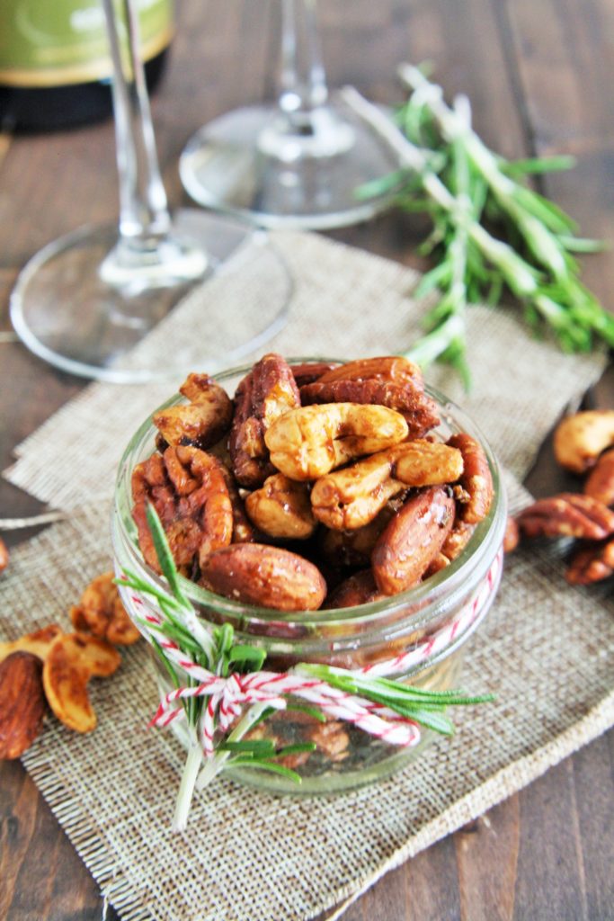 These Rosemary Honey Roasted Nuts are savory, sweet, and totally addicting thanks to the rosemary and cayenne pepper, with a touch of honey for sweetness.