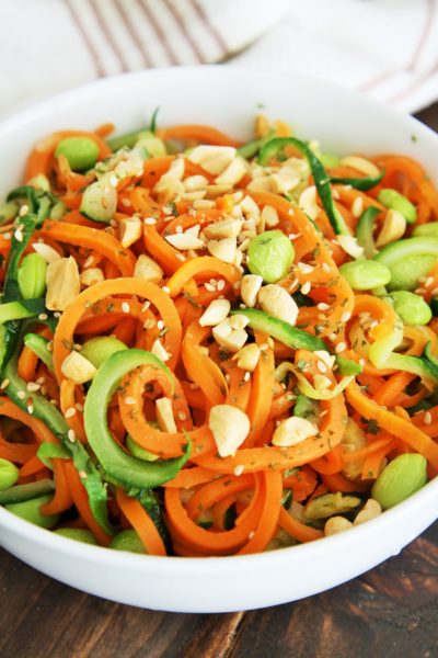 Spicy Sesame Carrot Zucchini Noodles - The Tasty Bite