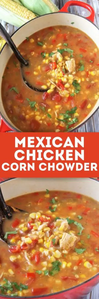 Mexican Chicken Corn Chowder is a tasty spin on the classic corn chowder with lots of bold flavors! It’s a family-friendly comfort food that’s hearty, delicious, and so easy to prepare!