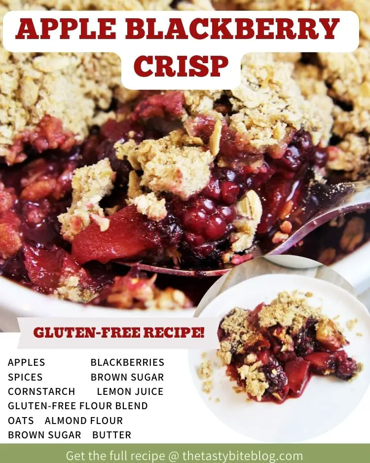 Warm apples and blackberries seasoned with fragrant spices, and topped with crunchy, buttery oat crumb topping. This scrumptious Apple Blackberry Crisp is always a crowd pleasing dessert!