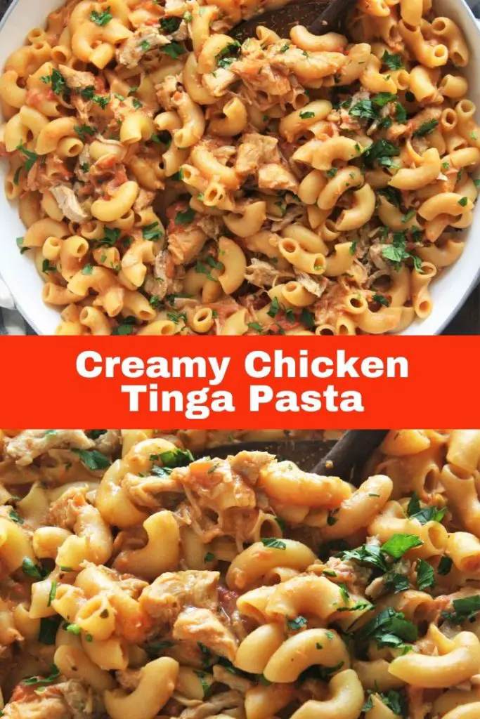 Creamy Chicken Tinga Pasta will be a family favorite! Creamy and zesty tomato sauce, smoky chipotle flavors, and tender chicken make this pasta dish unforgettable!