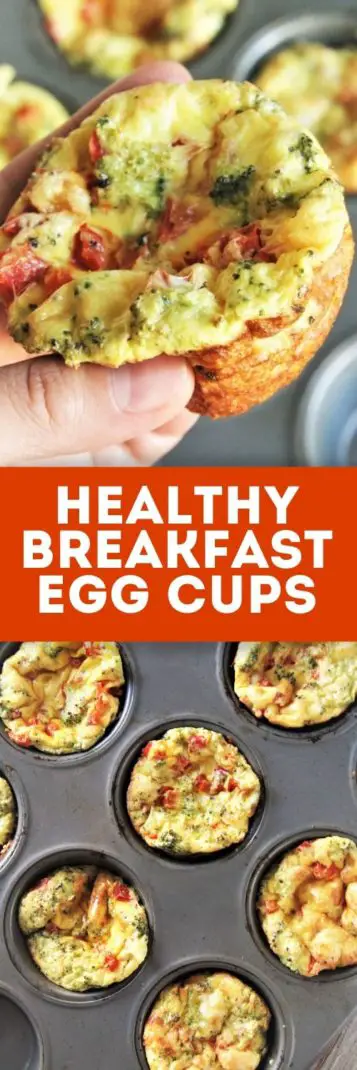 Start your day right with Healthy Breakfast Egg Cups! These portable breakfast egg cups are packed with vegetables and protein, baked to perfection in muffin tins and can be made in advance.