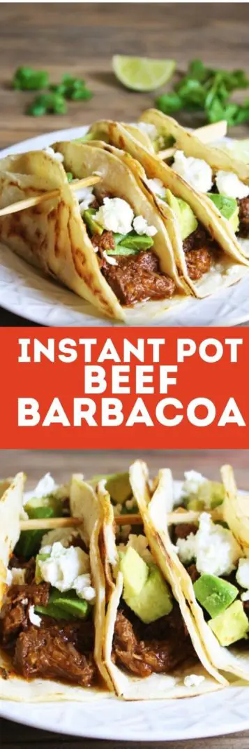 Cooked in the Instant Pot with chipotle peppers, spices, and beer until the meat becomes tender, this Instant Pot beef barbacoa recipe is the perfect filling for burritos, enchilada, tacos, and more! It's quick and easy - perfect for weeknight meal!