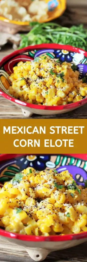 Mexican Street Corn (elote) is a delicious snack made with sweet corn covered with spicy seasoning, fresh lime juice, and cotija cheese.