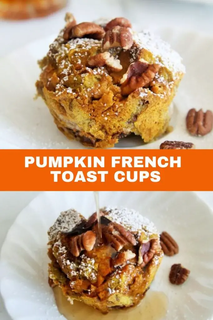 These Pumpkin French Toast Cups are baked in muffin tins and make fun and tasty breakfast treats!