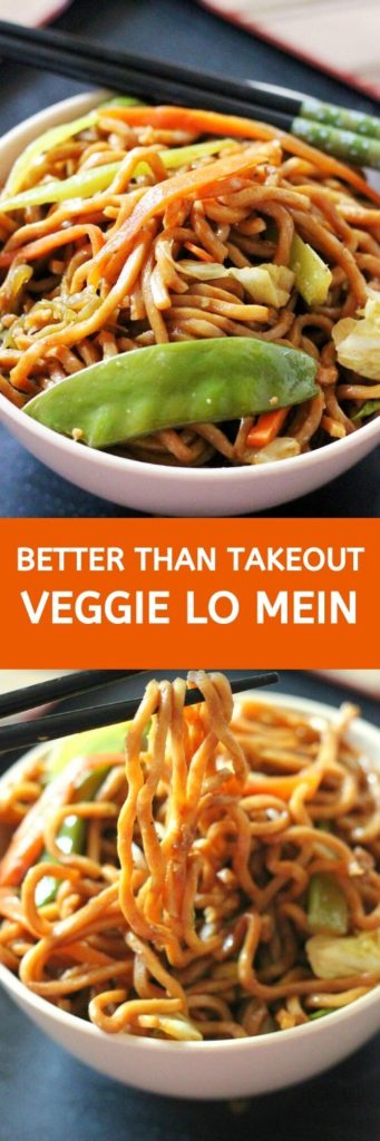 This Veggie Lo Mein is a quick, easy, and healthy version of the Chinese takeout favorite. Add your favorite protein like chicken, shrimp or beef for a more substantial meal.