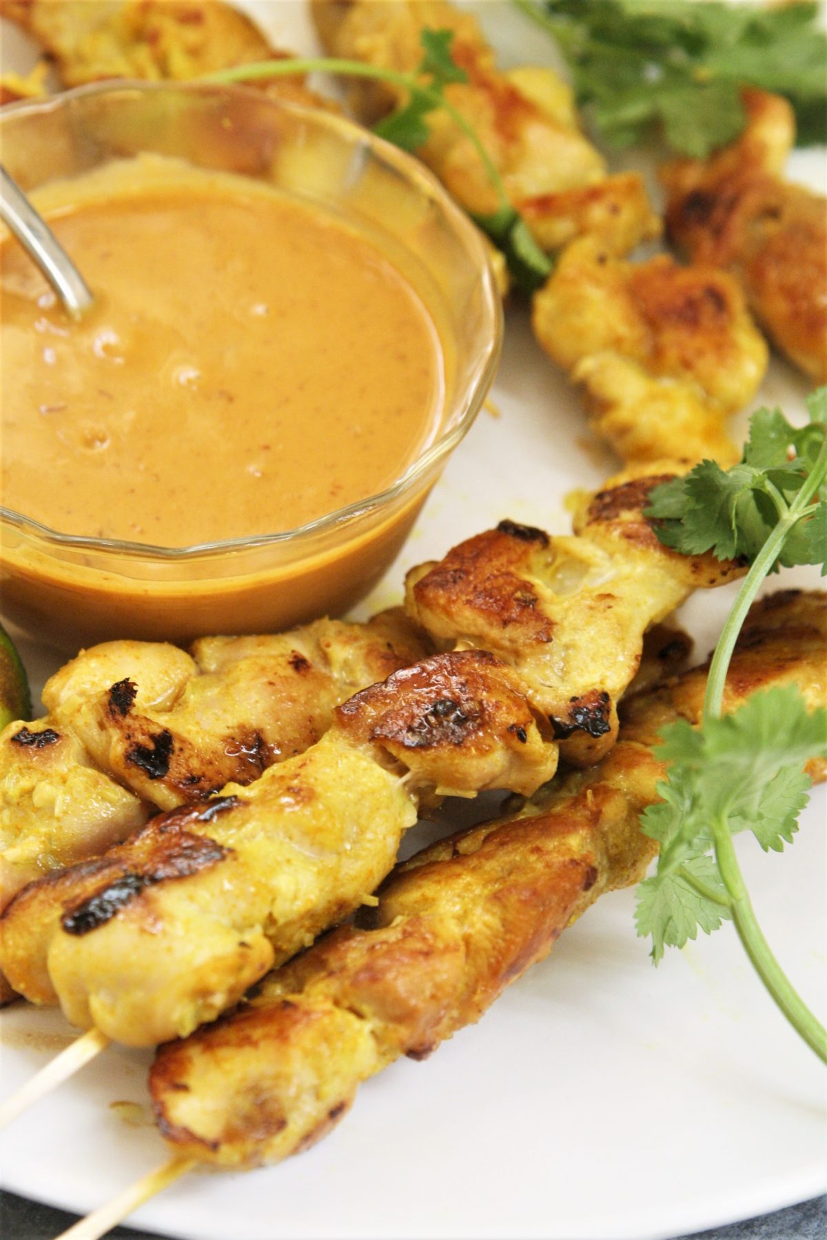 These tender and juicy chicken satay skewers are grilled and served with a creamy Vietnamese peanut sauce for dipping, making it a quick and delicious meal that the whole family will love!