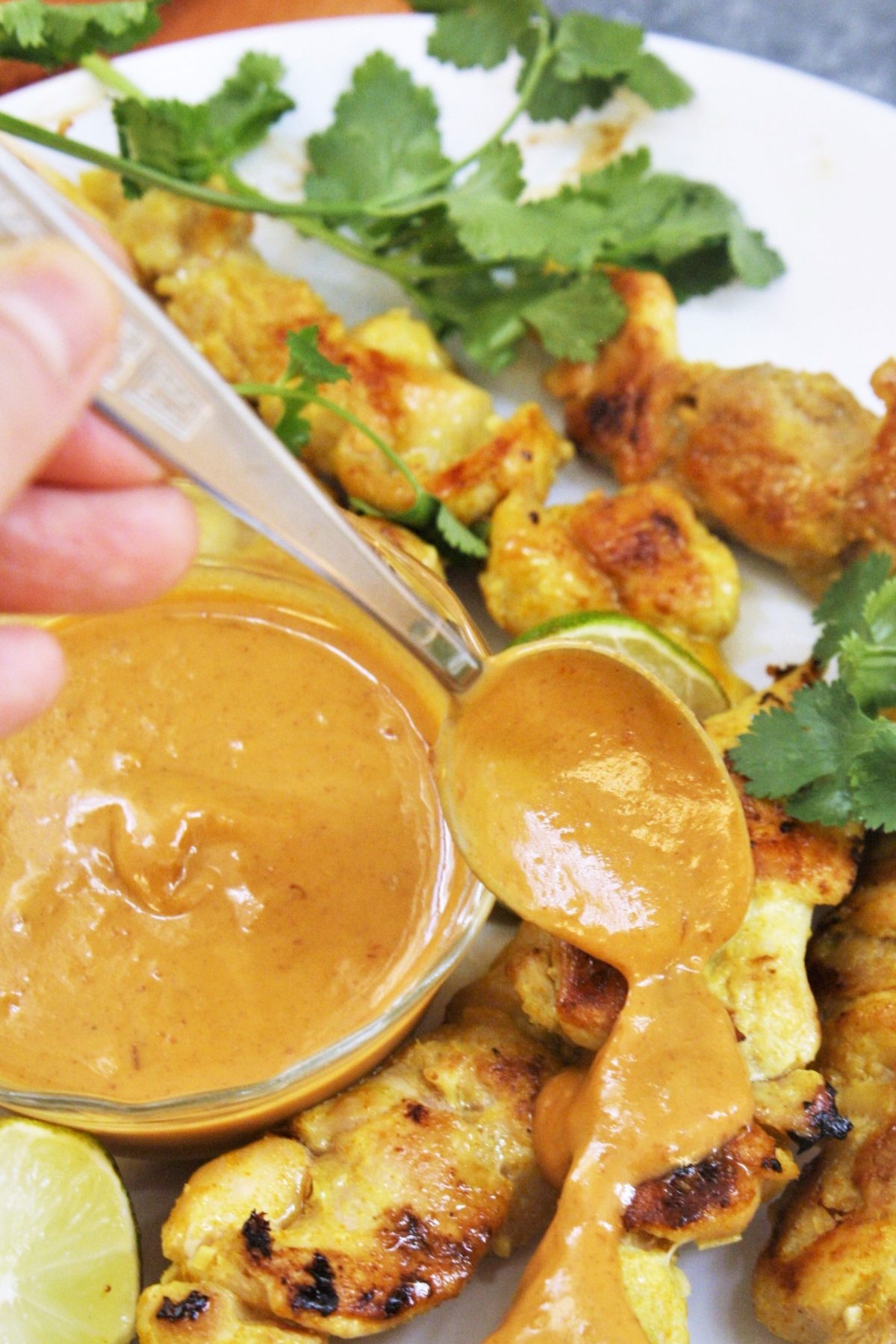 These tender and juicy chicken satay skewers are grilled and served with a creamy Vietnamese peanut sauce for dipping, making it a quick and delicious meal that the whole family will love!
