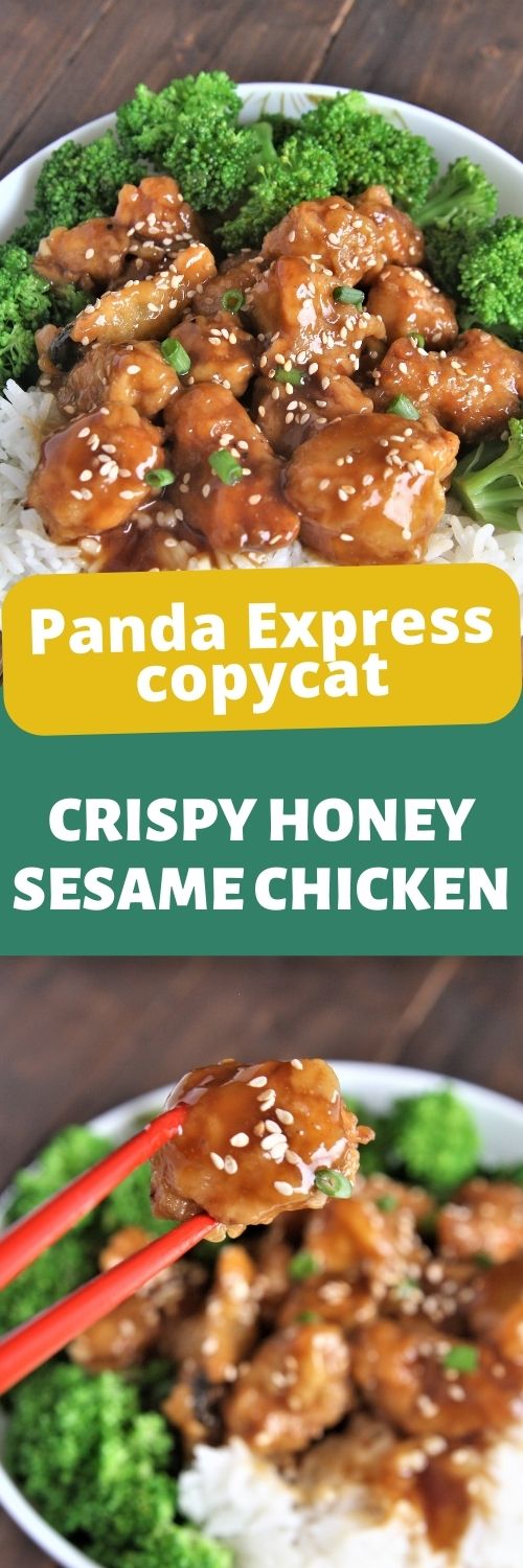 Crispy chicken coated with a sweet and sticky sauce, this Panda Express Copycat Crispy Honey Sesame Chicken recipe is an all-time favorite. Even better than takeout!