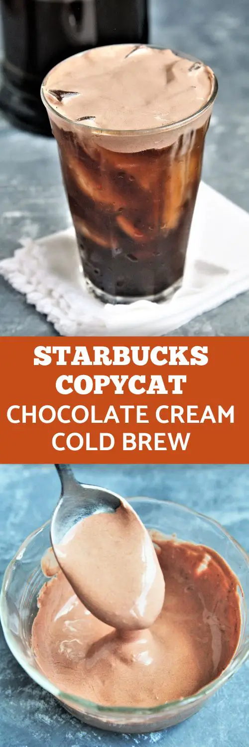 Turn your iced cold brew coffee into a rich and creamy treat with chocolate cream cold foam. This Starbucks copycat tastes really similar to the real thing and you can make it at home with just a few ingredients!