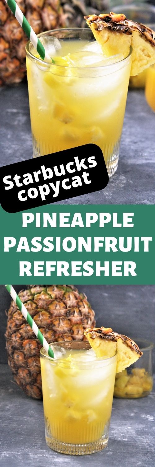 Featuring fresh pineapple chunks and tropical flavors, this Starbucks Copycat Pineapple Passionfruit Refresher is light and refreshing, making it a perfect summertime caffeine choice.