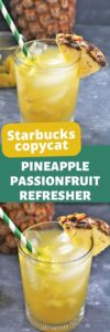 Featuring fresh pineapple chunks and tropical flavors, this Starbucks Copycat Pineapple Passionfruit Refresher is light and refreshing, making it a perfect summertime drink choice.