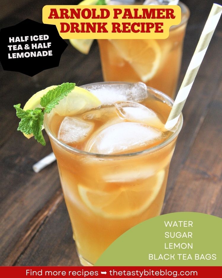 This half iced tea and half lemonade or Arnold Palmer drink recipe combines freshly brewed sweet iced tea with refreshing lemonade for the perfect drink to quench your thirst!