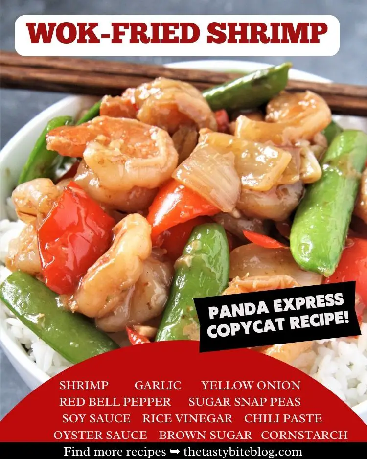 Tender shrimp wok fried in a sweet and spicy sauce with fresh veggies, this Panda Express Copycat Wok-Fried Shrimp recipe is going to quickly become your favorite go-to easy dinner! Serve over rice for a perfect weeknight meal.