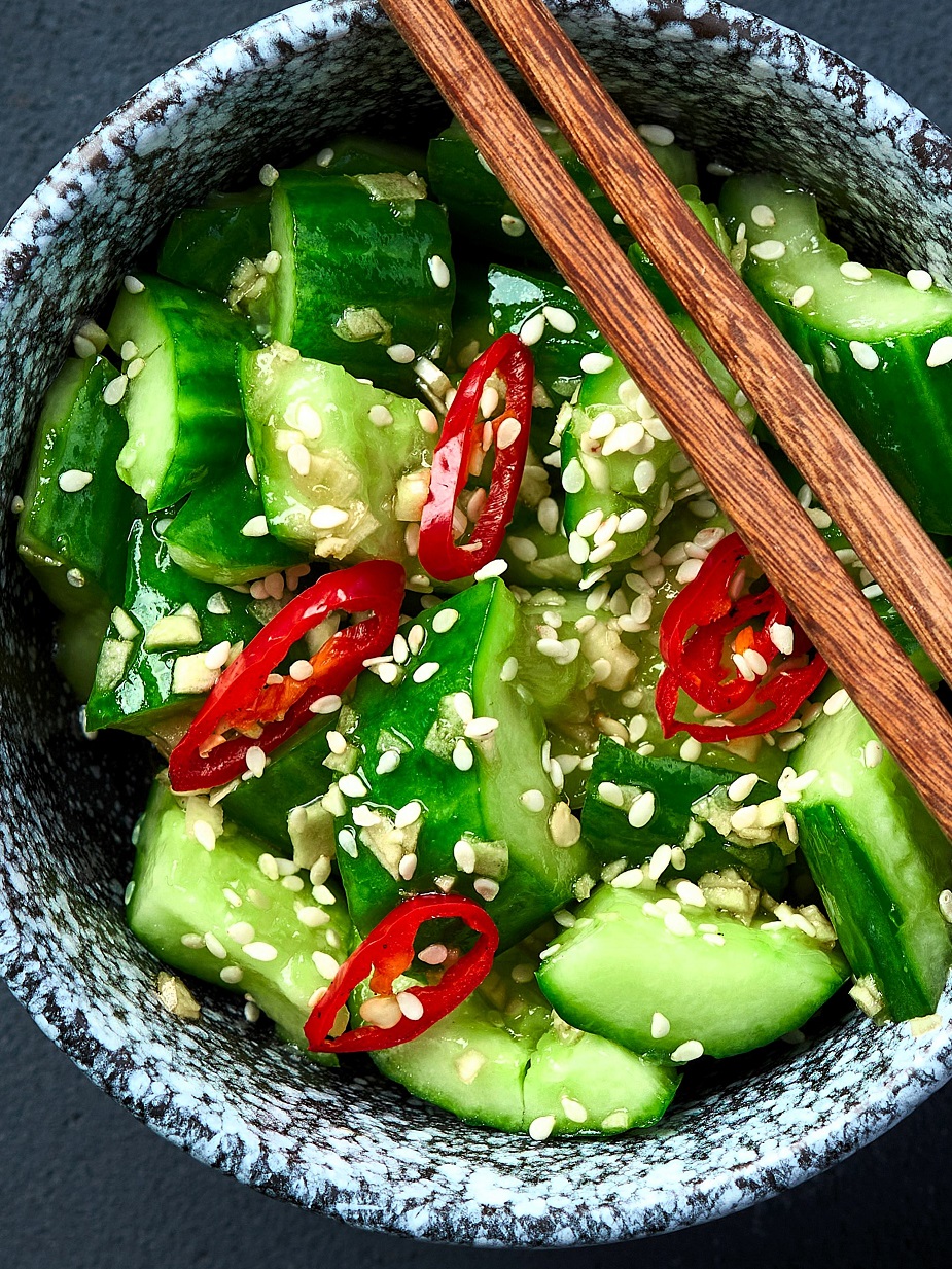 Make the famous crisp, spicy, and tangy Din Tai Fung cucumber salad at home with this easy copycat recipe. Made with Persian cucumbers, garlic, sesame oil, and chili oil—it's perfect as a refreshing side dish or appetizer!