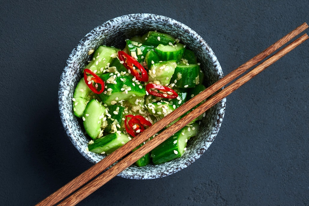 Make the famous crisp, spicy, and tangy Din Tai Fung cucumber salad at home with this easy copycat recipe. Made with Persian cucumbers, garlic, sesame oil, and chili oil—it's perfect as a refreshing side dish or appetizer!
